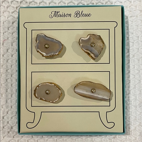 Agate Stone Drawer Knobs - Brown and Gold - Picture 1 of 5